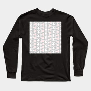 Grey White and Blush Pink Geometric Hand Drawn Pattern Long Sleeve T-Shirt